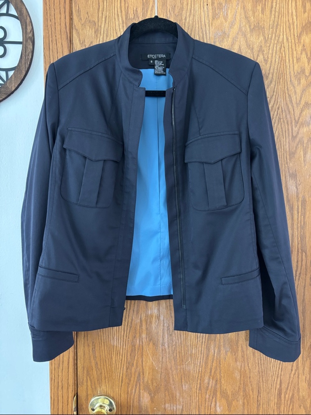 Etcetera Navy Jacket with Bright Blue Lining